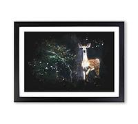 Curious Fawn Paint Splash Framed Print | A2 Black Framed Wall Art | Ready to Hang | Modern Nature Picture | Living Room Bedroom Lounge Office