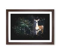 Curious Fawn Paint Splash Framed Print | A2 Walnut Framed Wall Art | Ready to Hang | Modern Nature Picture | Living Room Bedroom Lounge Office