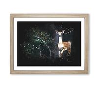 Curious Fawn Paint Splash Modern Art Framed Print | A2 Oak Framed Wall Art | Ready to Hang | Modern Nature Picture | Living Room Bedroom Lounge Office
