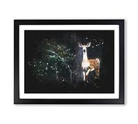 Curious Fawn Paint Splash Modern Art Framed Print | A3 Black Framed Wall Art | Ready to Hang | Modern Nature Picture | Living Room Bedroom Lounge Office