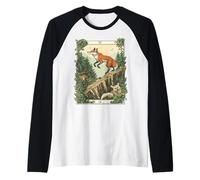 Curious Fox as The Fool Tarot Card Forest Adventure Raglan Baseball Tee