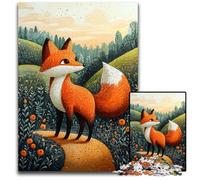 Curious Fox in The Meadow Whimsical Wildlife Art Jigsaw Puzzles 1000 Pieces for Adults Challenging Puzzles Erfect for Home Decor Birthdays Holidays And Gifts 1000 PCS(75x50cm)