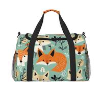 Curious Fox Print Travel Duffel Bag for Men & Women, Foldable Travel Bags and Spacious Weekender Tote Bag for Storage Toiletry Luggage Personal Item, Black, L