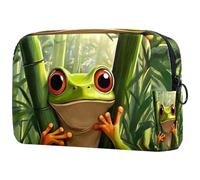 Curious Frog Bamboos Green Checkered Cosmetic Bag - Soft and Portable Makeup Case for Travel and Home Storage