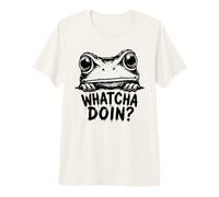 Curious Frog Whatcha Doin Funny Amphibian Premium T-Shirt