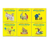Curious George 6 Book Set Series (Dinosaur, Visits the Library, Birthday Surprise, Visits a Toy Shop, Catches a Train, Goes to a Chocolate Factory)
