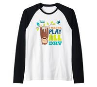 Curious George I Wanna Play All Day Raglan Baseball Tee
