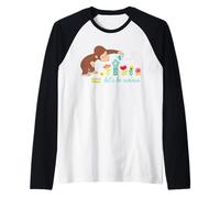 Curious George Lets Be Curious Spring Flowers Raglan Baseball Tee