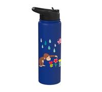 Curious George Rainbows and Flowers Spring Fun Stainless Steel Insulated Water Bottle