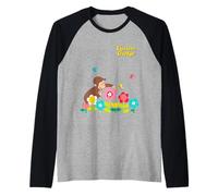 Curious George Spring Flower Garden Fun Raglan Baseball Tee