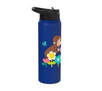 Curious George Spring Flower Garden Fun Stainless Steel Insulated Water Bottle