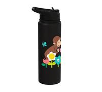 Curious George Spring Flower Garden Fun Stainless Steel Insulated Water Bottle