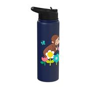 Curious George Spring Flower Garden Fun Stainless Steel Insulated Water Bottle