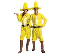 DISGUISE 125179ADL Man in The Yellow, Official Curious George Costume and Hat Adult, Shown, One Size (Large)