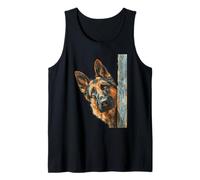 Curious German Shepherd Peeking Dog Art Tank Top