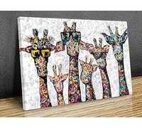 Curious Giraffe Family, Giraffes wall hangings, wall art, canvas print art framed,famous painting reproductions home decor wall art print (30x20 in (75cm x 50cm))
