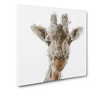 Curious Giraffe in Abstract Modern Canvas Wall Art Print Ready to Hang, Framed Picture for Living Room Bedroom Home Office Décor, 20x20 Inch (50x50 cm)