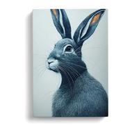 Curious Hare Canvas Print | Gallery Wrapped 30mm Frame Wall Art | 30x20 inches | Ready to Hang | Modern Animals Picture | Living Room Bedroom Lounge Office