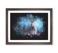 Curious Hare Paint Splash Modern Art Framed Wall Art Print, Ready to Hang Picture for Living Room Bedroom Home Office Décor, Walnut A3 (46 x 34 cm)
