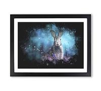 Curious Hare Paint Splash Modern Art Framed Wall Art Print, Ready to Hang Picture for Living Room Bedroom Home Office Décor, Black A2 (64 x 46 cm)