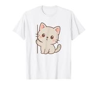 Curious Kawaii Cat Artwork. Minimal Pet Design. T-Shirt