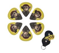 Curious Monkey Print Guitar Picks Set of 6 with Storage Box Organizer for Custom Guitars for Men Women Guitar Accessory Ukulele for Guitar