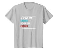 Curious not Furious t Shirt Mental Health Statement Anger T-Shirt, Youth, Silver Grey, Small