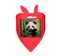 Curious Panda Dog Bandana Cute Soft Triangle Bibs Washable Kerchief Adjustable Dog Scarf Puppy Neckerchief Stylish Handkerchief Pet Bandana Pet Scarfs for Small Dogs Cat Pet Red-Style