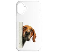 Curious Peeking Hound Dog Art Case for iPhone 16 Plus