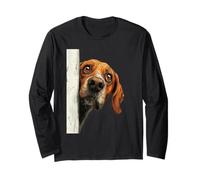 Curious Peeking Hound Dog Art Long Sleeve T-Shirt