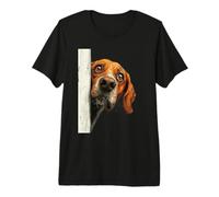 Curious Peeking Hound Dog Art Premium T-Shirt