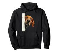 Curious Peeking Hound Dog Art Pullover Hoodie