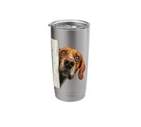 Curious Peeking Hound Dog Art Stainless Steel Insulated Tumbler