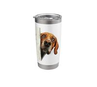 Curious Peeking Hound Dog Art Stainless Steel Insulated Tumbler