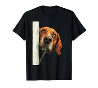 Curious Peeking Hound Dog Art T-Shirt