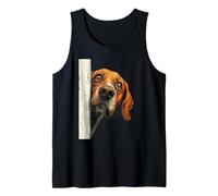 Curious Peeking Hound Dog Art Tank Top