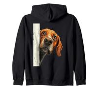 Curious Peeking Hound Dog Art Zip Hoodie