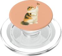 Curious Persian Cat Reaching Monarch Butterfly Nature Lovers PopSockets PopGrip for MagSafe