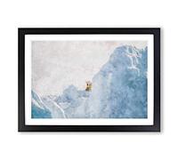 Curious Polar Bear Painting Framed Print | A2 Black Framed Wall Art | Ready to Hang | Modern Animal Picture | Living Room Bedroom Lounge Office