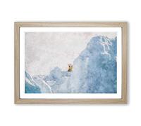 Curious Polar Bear Painting Framed Print | A2 Oak Framed Wall Art | Ready to Hang | Modern Animal Picture | Living Room Bedroom Lounge Office