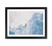 Curious Polar Bear Painting Modern Art Framed Print | A2 Black Framed Wall Art | Ready to Hang | Modern Animal Picture | Living Room Bedroom Lounge Office