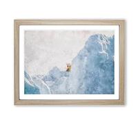 Curious Polar Bear Painting Modern Art Framed Print | A3 Oak Framed Wall Art | Ready to Hang | Modern Animal Picture | Living Room Bedroom Lounge Office