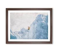 Curious Polar Bear Painting Modern Art Framed Print | A3 Walnut Framed Wall Art | Ready to Hang | Modern Animal Picture | Living Room Bedroom Lounge Office
