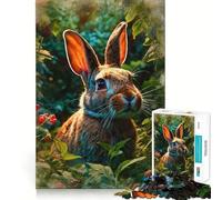 Curious Rabbit in The Garden Jigsaw for Teenagers1000 Pieces Focus Skill Smooth Cut Fun Hobby (50x75cm)