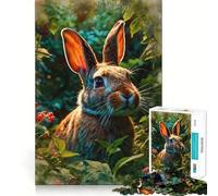 Curious Rabbit in The Garden Jigsaw Puzzles for Teenagers 1000 Piece Logic Build Sharp Color Fun Hobby Art Work (38x26cm)