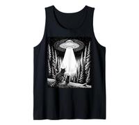 Curious Raccoons Watching UFO Forest Scene Night Tank Top