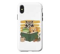 Curious Reading Animals Frog Raccoon Dog Book Lover Case for iPhone X/XS