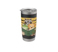 Curious Reading Animals Frog Raccoon Dog Book Lover Stainless Steel Insulated Tumbler