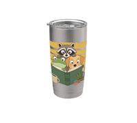 Curious Reading Animals Frog Raccoon Dog Book Lover Stainless Steel Insulated Tumbler
