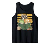 Curious Reading Animals Frog Raccoon Dog Book Lover Tank Top
